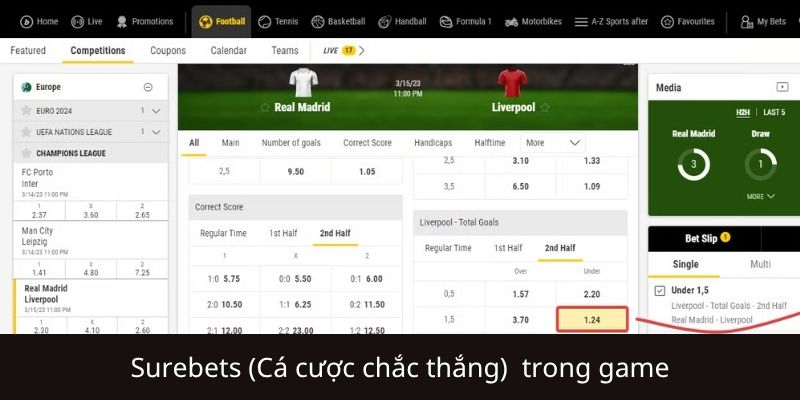 Những game cược áp dụng Surebets hiệu quả nhất